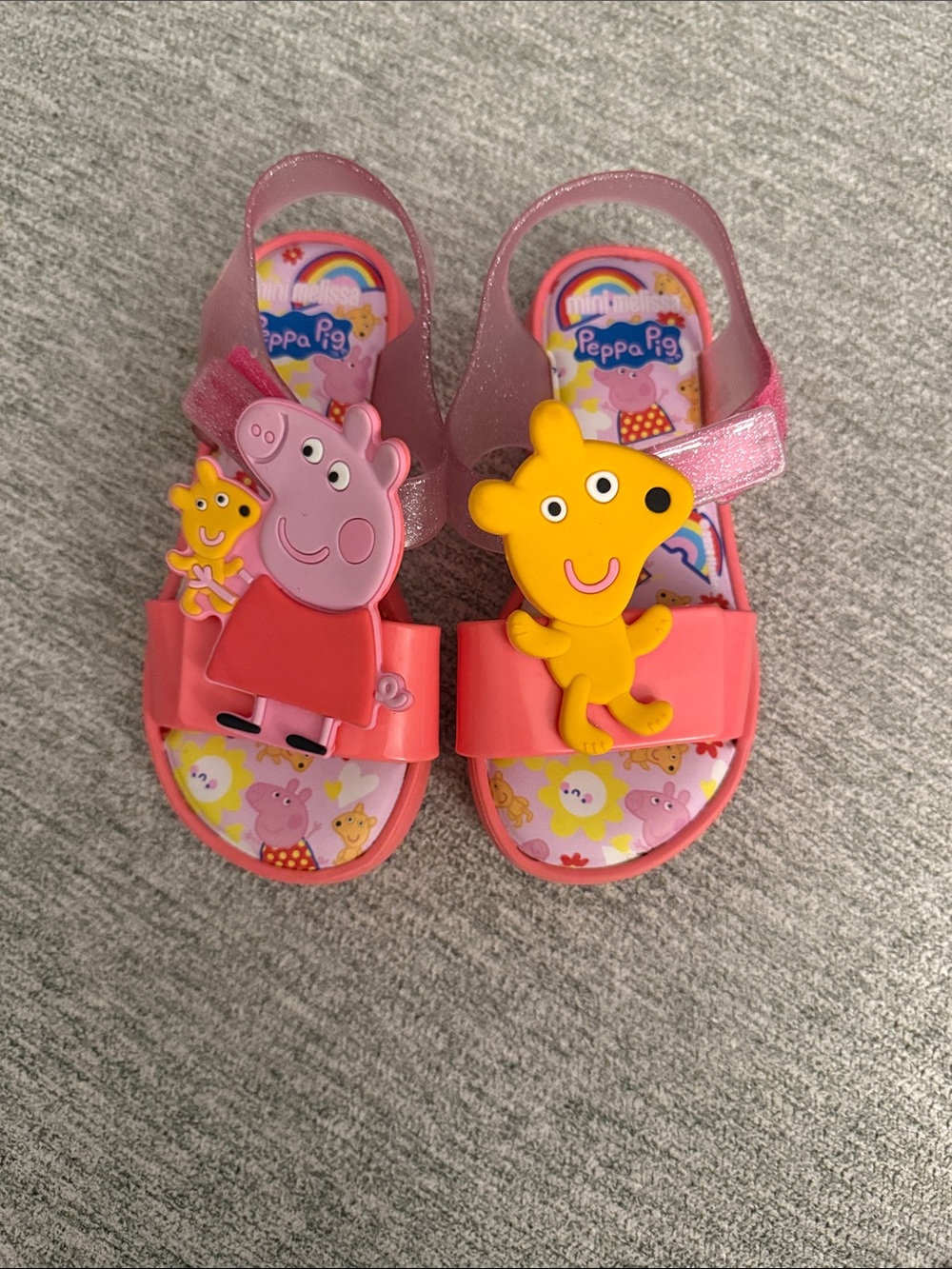 Mini Melissa-Peppa Pig Pink and Yellow Kids Sandals with Characters